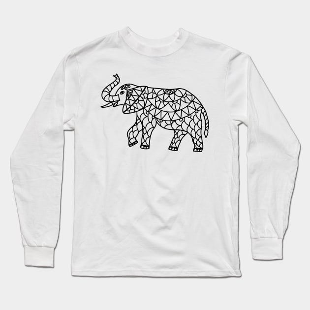 Mandala Elephant Long Sleeve T-Shirt by Satic